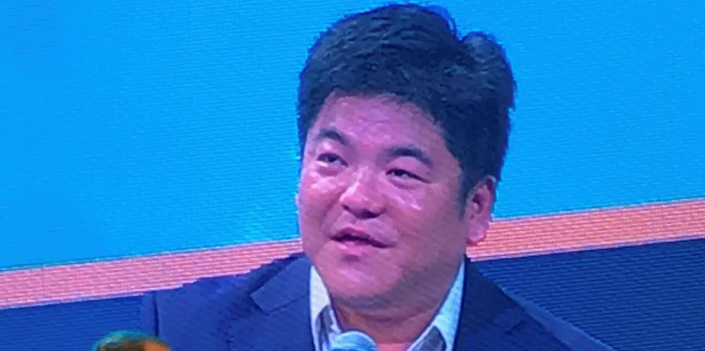 BRINGING NEW FOCUS TO JAPAN: Seafood Legacy's Wakao Hanaoka on the big screen at the SeaWeb Seafood Summit in Bangkok.