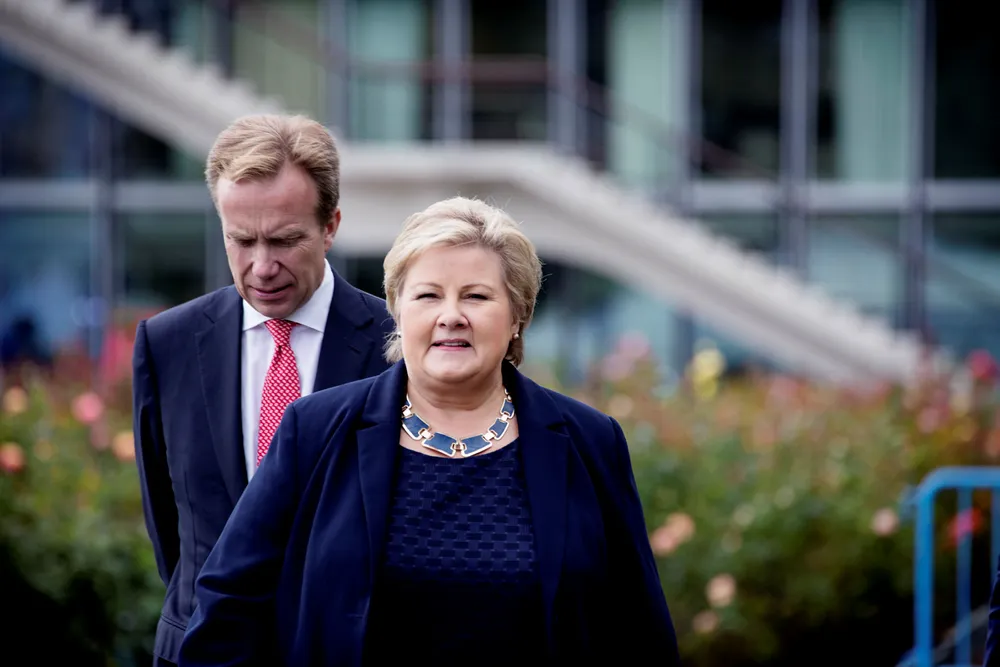 Statsministrer Erna Solberg (H), her under åpningsuken i FN i New York tidligere i høst, er fortsatt foran Børge Brende i lønnskøen. Det er ventet å endre seg fremover. Foto: Ida von Hanno Bast