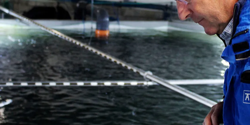 Grieg Seafood-sjef Andreas Kvame, her på postsmoltanlegget Tytlandsvik Aqua på Hjelmeland nord for Stavanger.