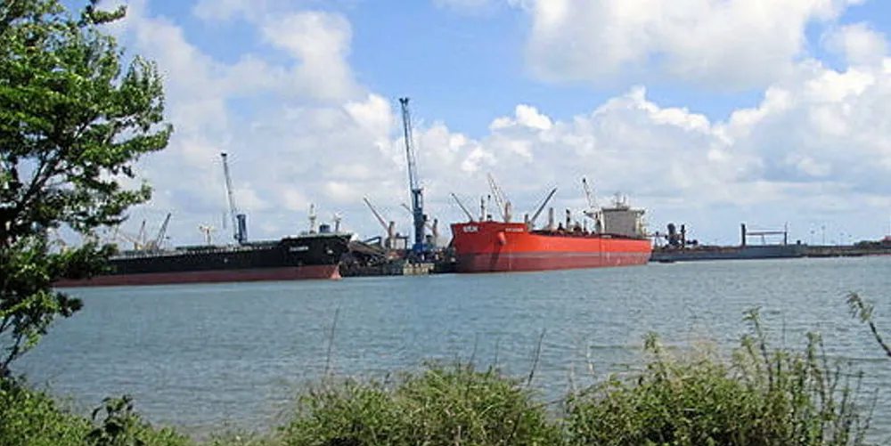 The port of Paradip in India.