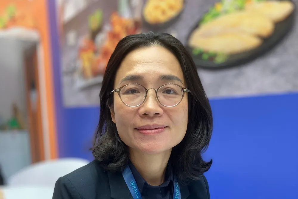 Vinh Hoan CEO Nguyen Ngo Vi Tam at Seafood Expo Global in Barcelona.