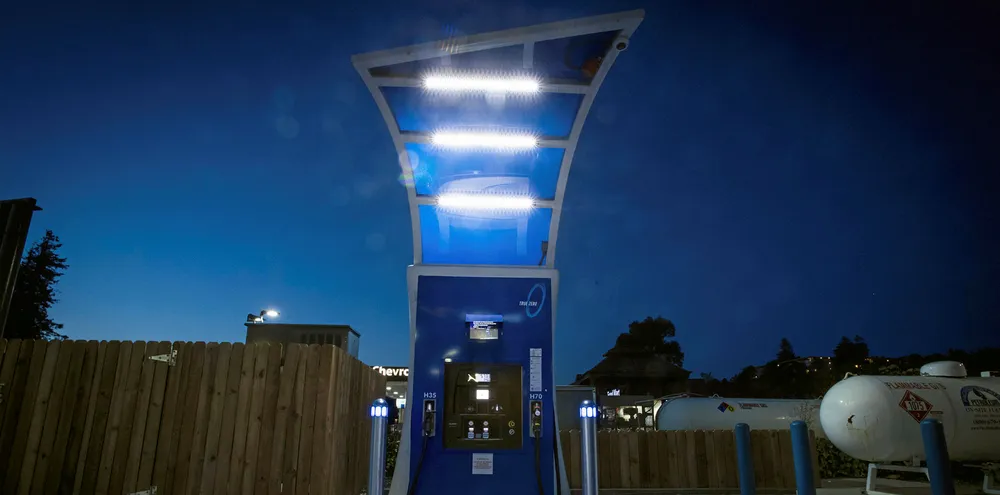 A TrueZero hydrogen fuelling station in California, US