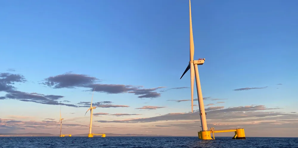 The trio of WindFloats at EDPR's 25MW WFA array off Portugal