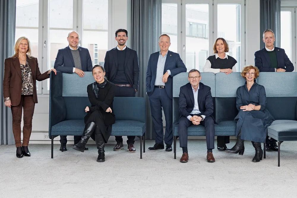 Statsbyggs ledergruppe, fra venstre: Elin Karfjell, Rune Solheim, Cathrine Mørch, Anders Fylling, Harald Nikolaisen, Bjørn Melheim, Hege Njaa Aschim, Hege Maria Eriksson og Marius Tunstad.