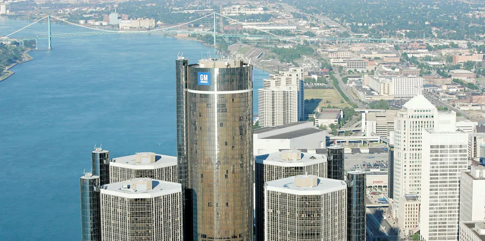 The wind power will help green the GM Renaissance Center in Detroit, Michigan.