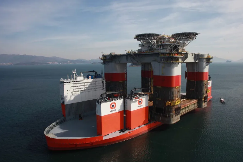 Lifting game: Dockwise Vanguard carrying Chevron's Jack St Malo hull to the Gulf of Mexico