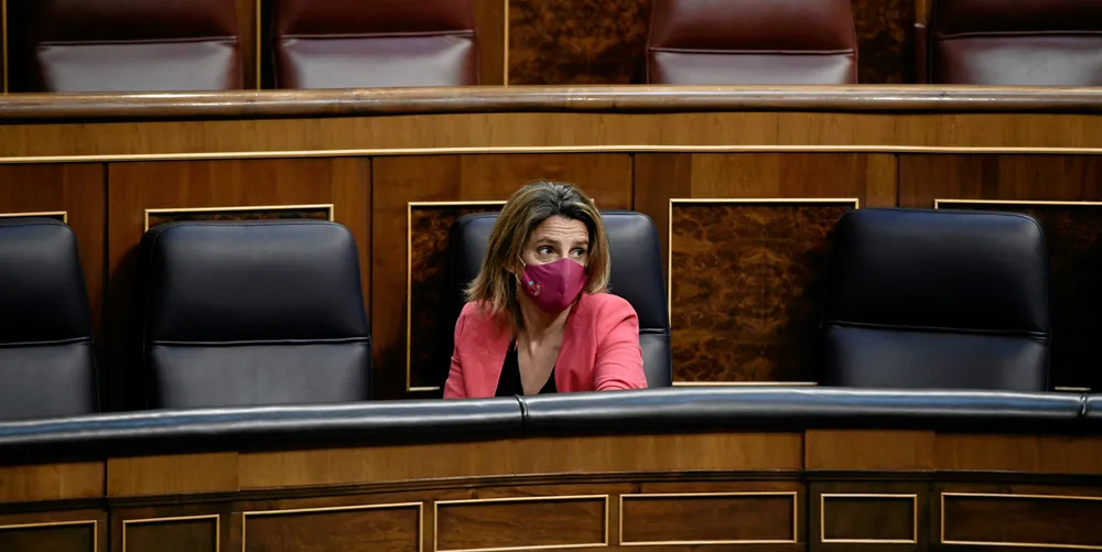Spain's ecological transition minister, Teresa Ribera, in the Congress of Deputies, awaiting the vote on the climate law.