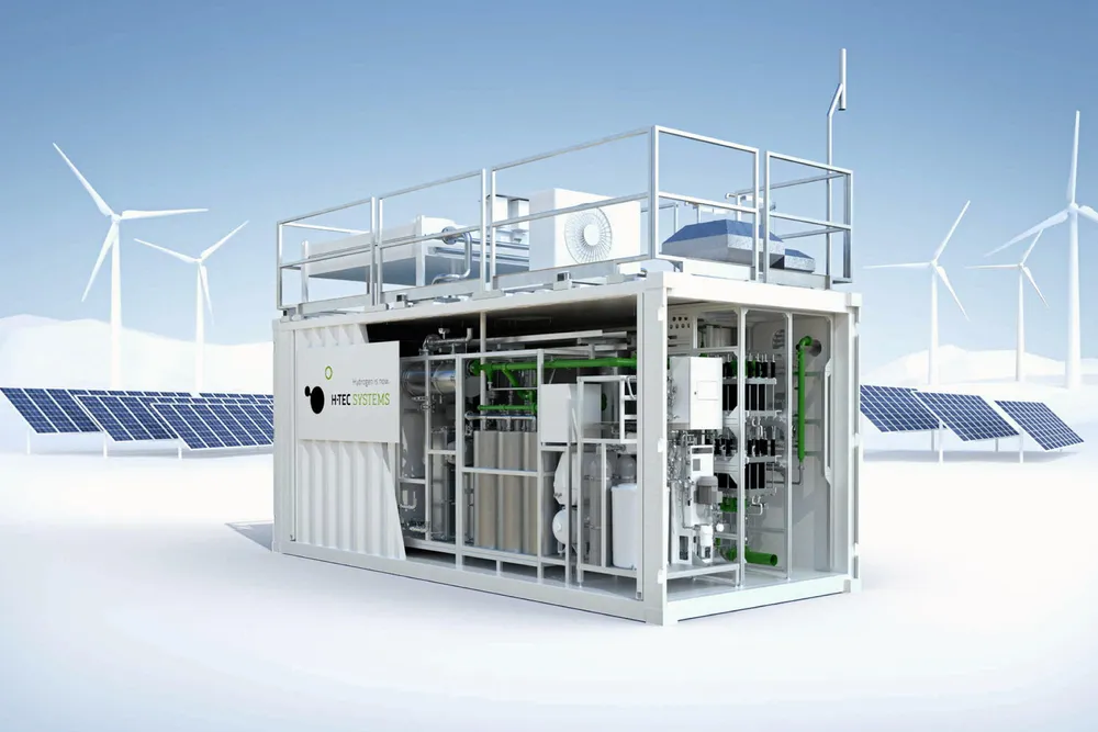 A rendering of an electrolysis system from German manufacturer H-TEC Systems.