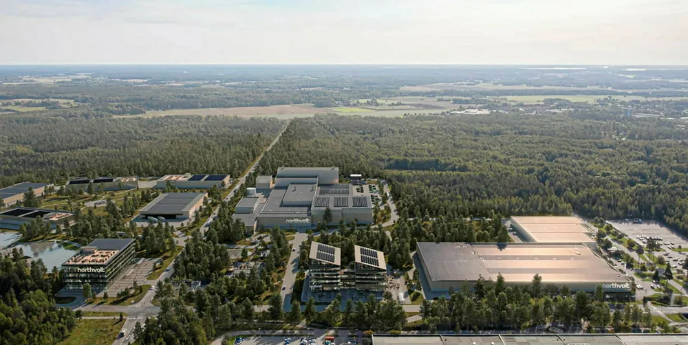 Rendering of Northvolt R&D campus in Sweden