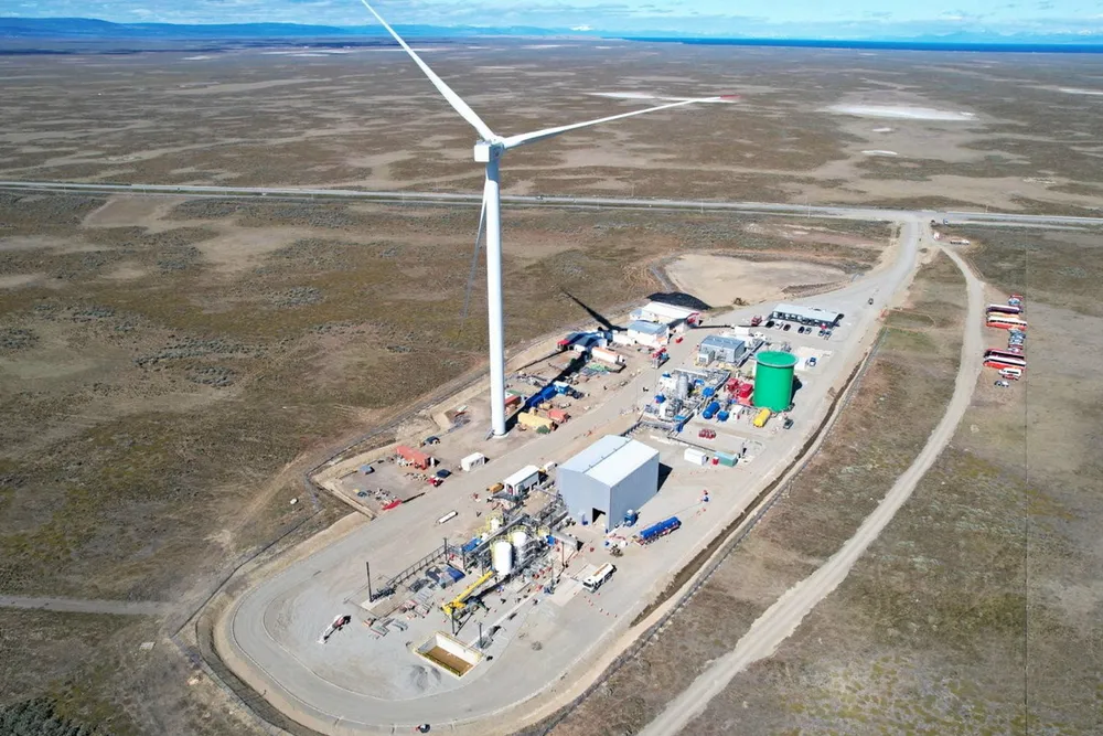 HIF Global's Haru Oni demonstration project in Chile, which produces synthetic fuel from wind-powered hydrogen.