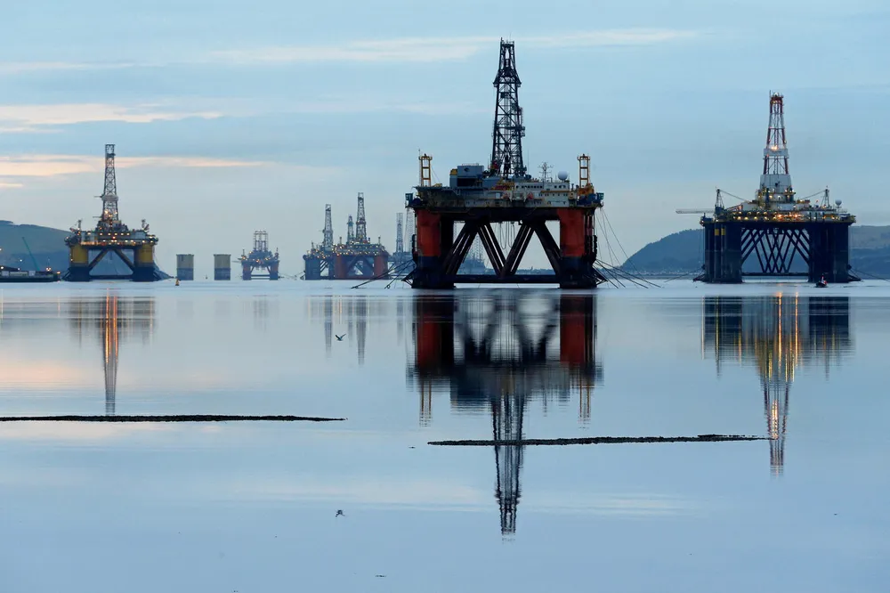 Familiar sight: offshore rigs stacked in the Cromarty Firth, Scotland, UK