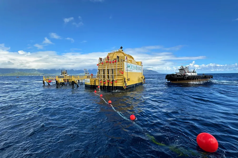 Ocean Energy's OE-35 device being installed.