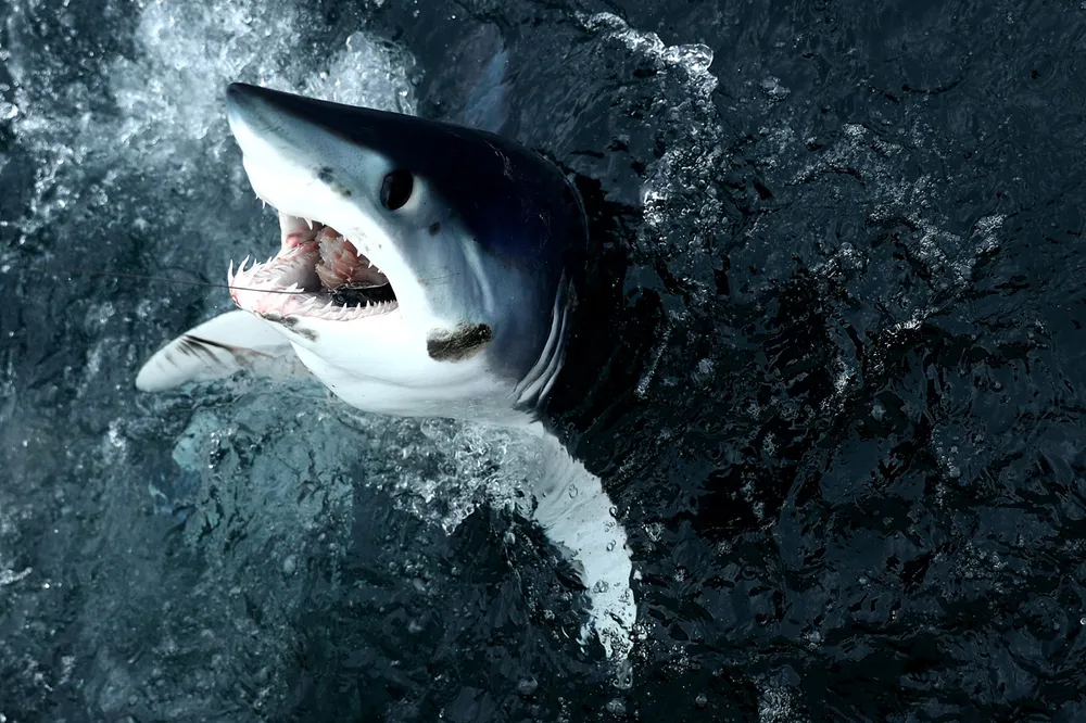 A good catch: A shortfin mako being caught in the USA.
