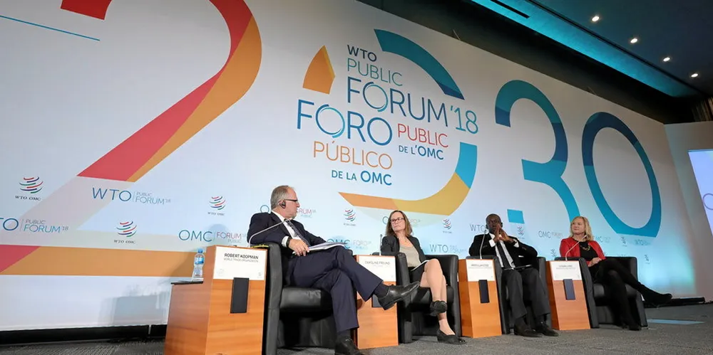 Photos from the WTO Public Forum 2018 photo gallery may be reproduced provided attribution is given to the WTO and the WTO is informed. Photos: © WTO/Jay Louvion . WTO Public Forum 2018.