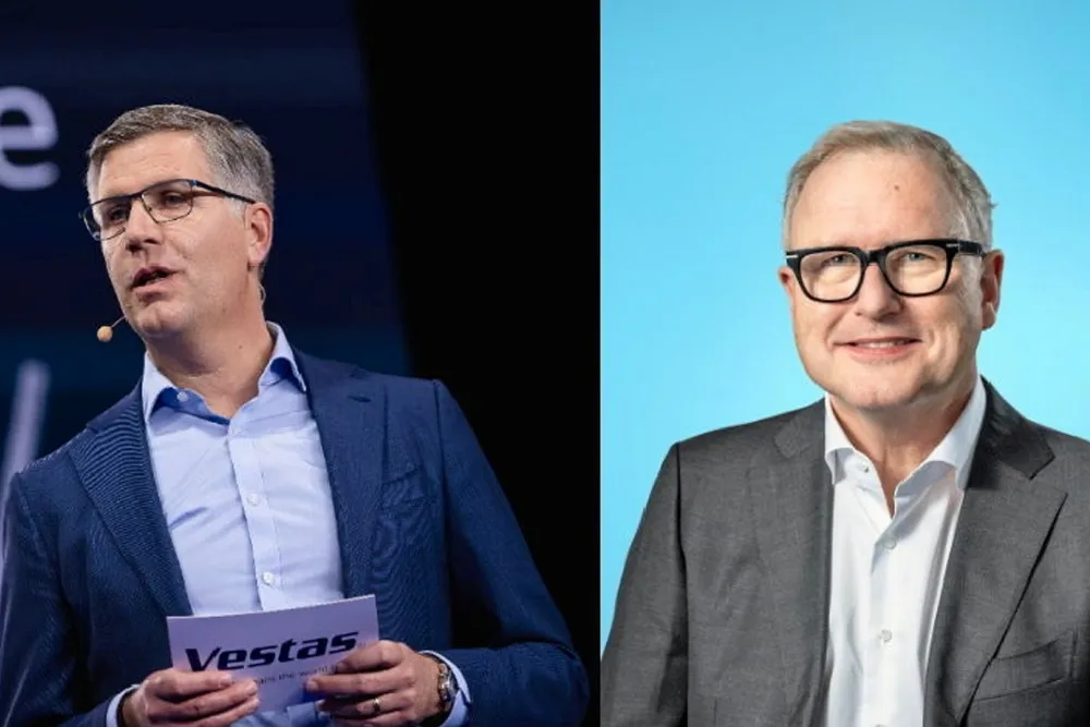 Damien Lhors, global senior vice president, supply chain, at Vestas (left). Arnoud Kuis, managing director, offshore energy, at Van Oord.