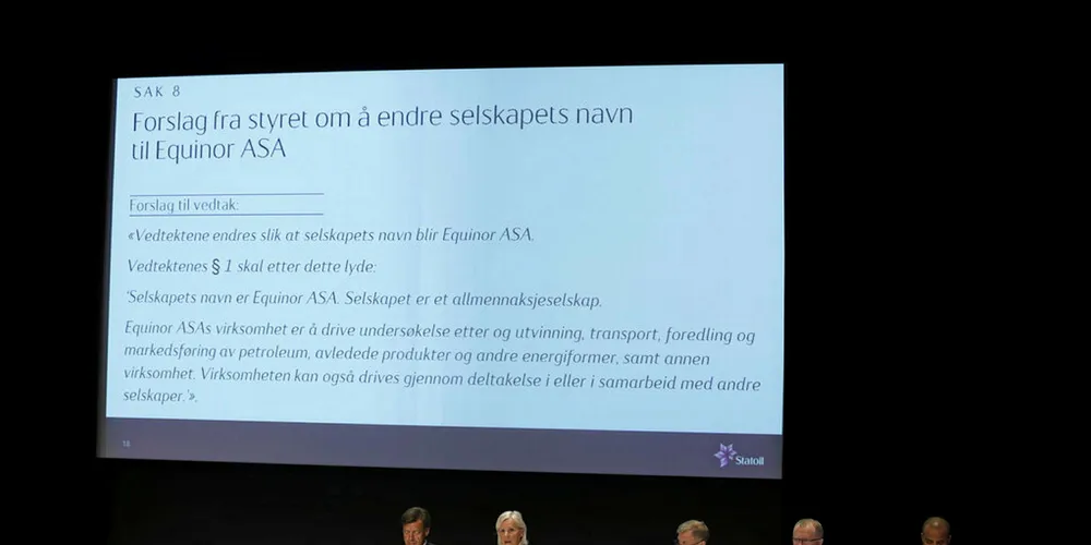 The Statoil board proposes the Equinor name change.