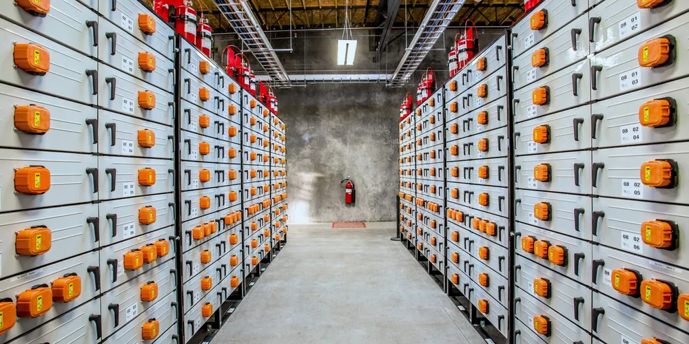 A lithium-ion battery storage facility in the US, which has seen its battery sector boom in the last year.