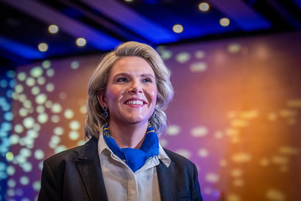 Partileder Sylvi Listhaug på Frps landsmøte på Gardermoen i helgen.