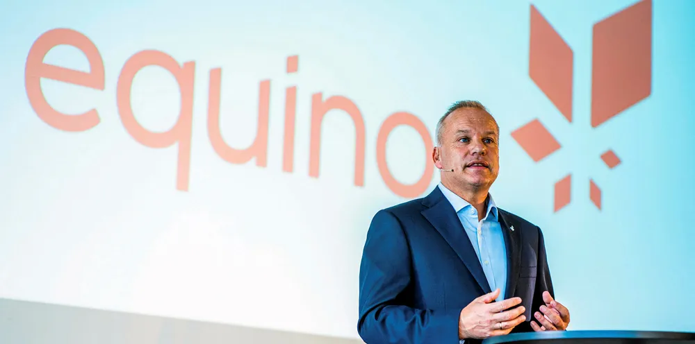 Anders Opedal, the new CEO of oil company Equinor, speaks during a press conference at Fornebu in Baerum, Norway on August 10, 2020.