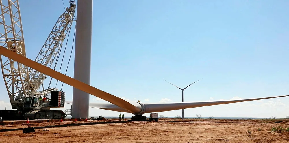 GE turbines being installed at the AT&T Windforce project in Texas