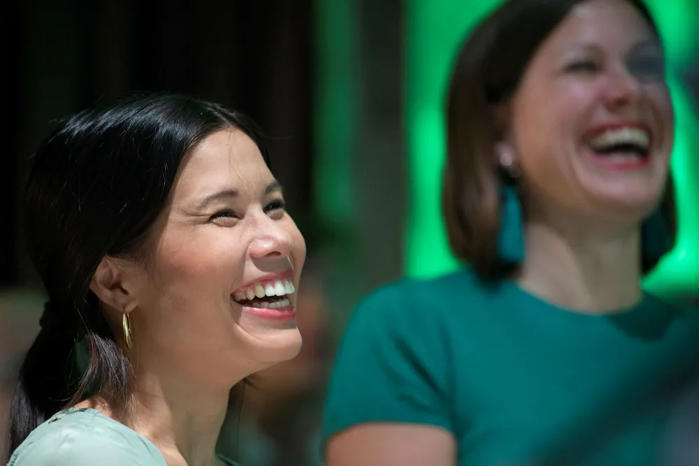 Oslobyrådene Lan Marie Nguyen Berg og Hanna Elise Marcussen på MDGs valgvake på Sentralen.