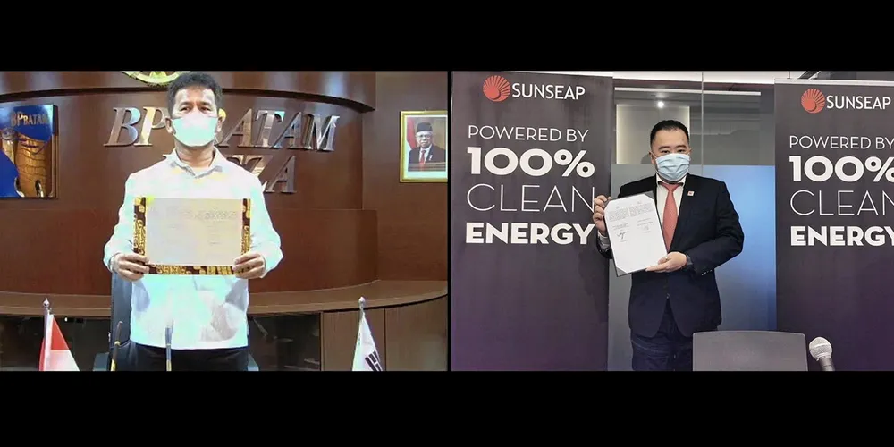 Virtual signing of memorandum of understanding between developer Sunseap and government of Indonesian island of Batam to build a 2.2GW floating solar project