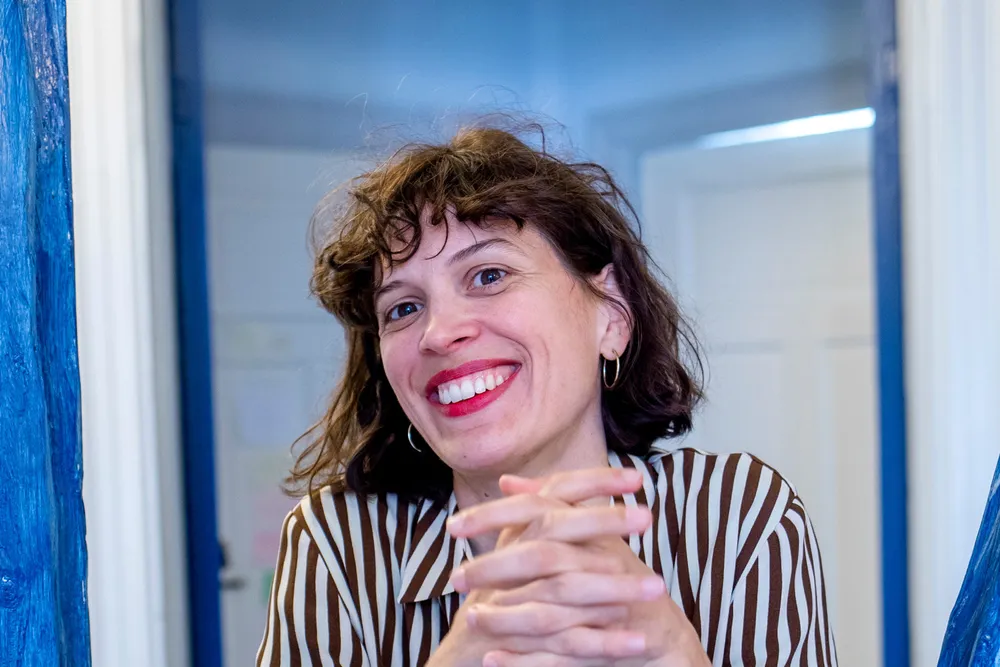 Oslo 20210825. Synne Øverland Knudsen er til stede for å lese fra sin kommende bok når forlaget oktober presenterer sin høstliste onsdag