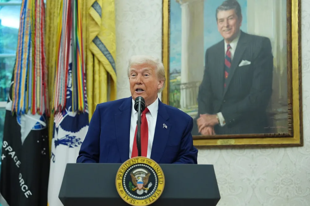 President Donald Trump under et arrangement i Det hvite hus i går.