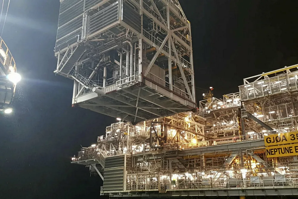 Organic growth: Npetune's Nova module being lifted onto the Gjoa platform