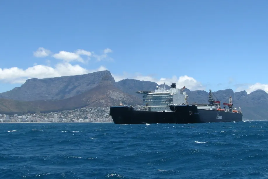 Rotterdam-bound: The giant Pieter Schelte leaves South Africa for Europe