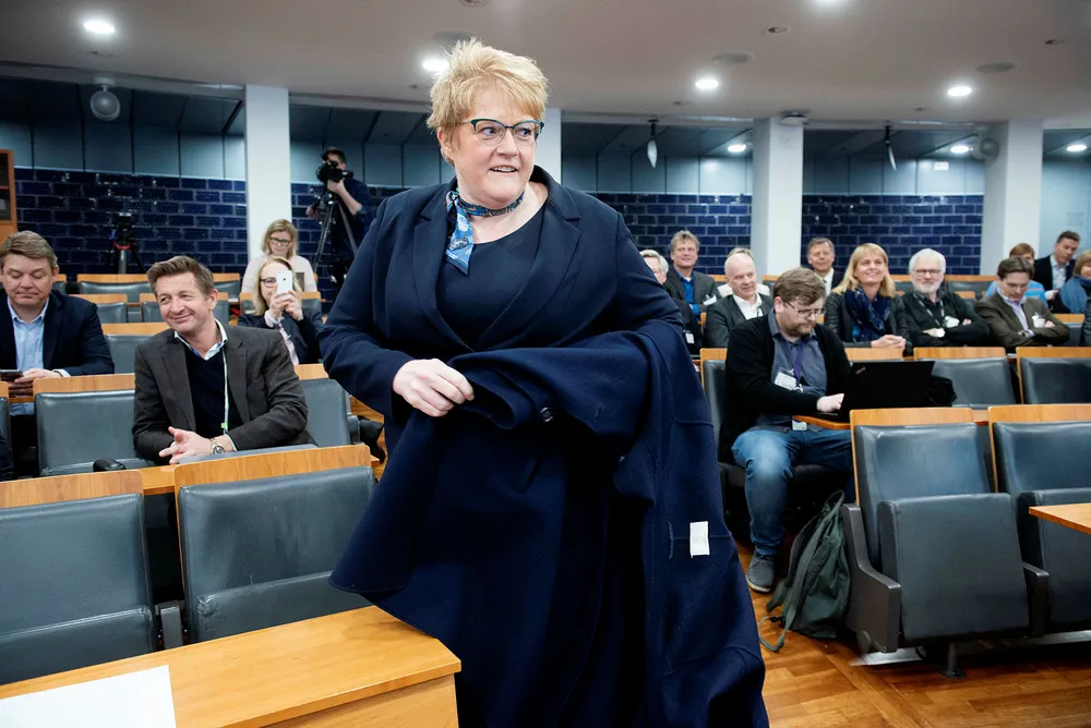 Medietilsynet legger frem NRK-rapport til Kulturminister Trine Skei Grande. Foto: Gorm K. Gaare