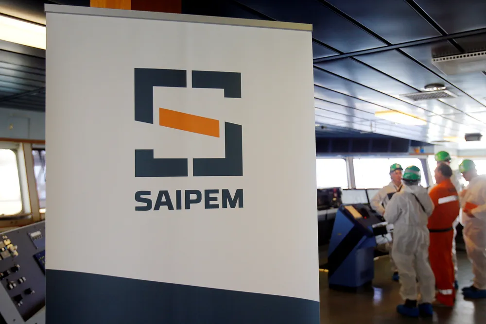 On course: Saipem’s logo in seen on the bridge of the deepwater drillship Saipem 10,000