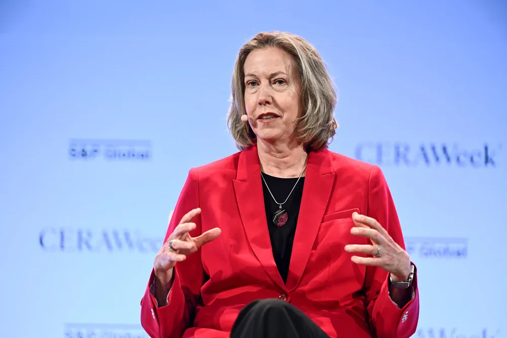 Woodside Energy chief executive, Meg O'Neill, addresses the CERAWeek by S&P Global conference in Houston, US, in March 2025.