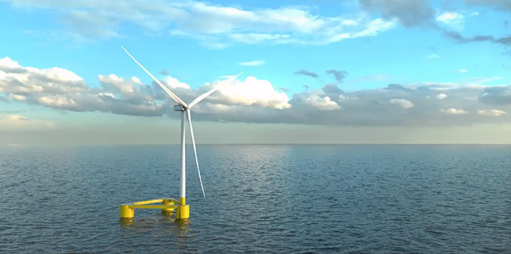 An illustration of Equinor's Wind Semi low draft semi-submersible concept