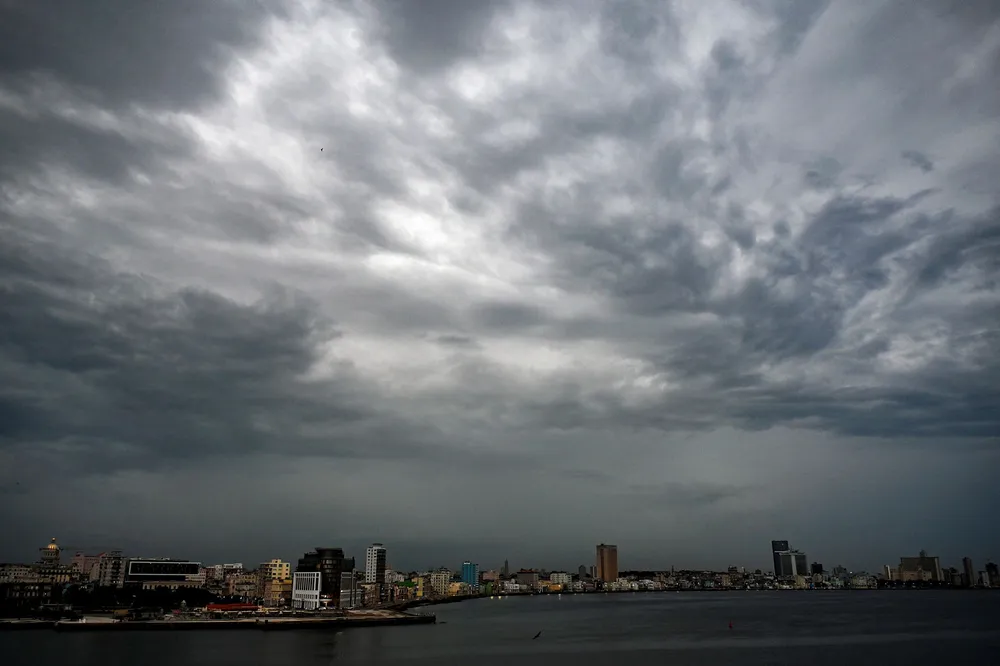 Dark clouds due to Hurricane Helene cover the sky in Havana on Wednesday, 25 September 2024.