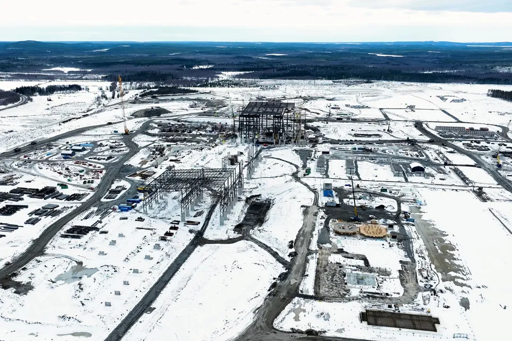 An aerial photograph of the Boden facility under construction in April 2024.