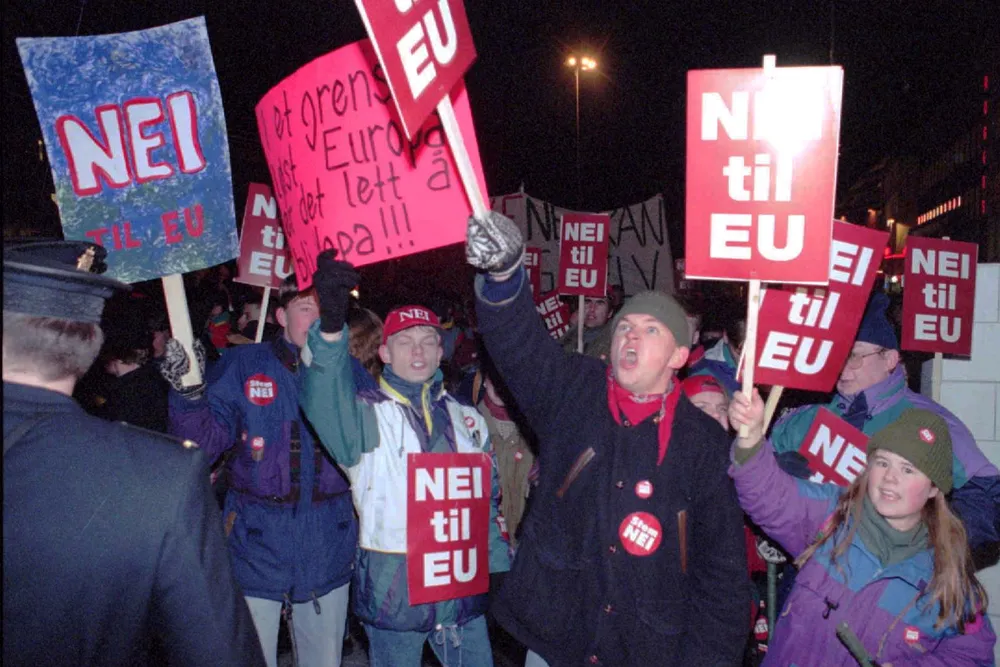Demonstrasjon i Tromsø før den norske folkeavstemningen om EU i 1994. Er tiden moden for omkamp?