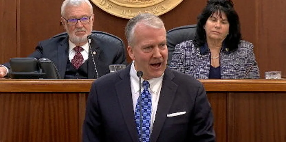 Dan Sullivan delivered his annual address to the Alaska state legislature on Feb. 21.