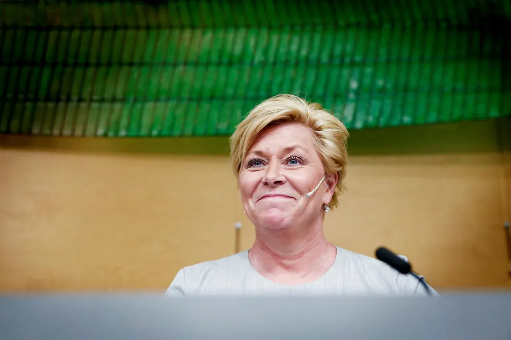 Finansminister Siv Jensen har i dag lagt frem revidert nasjonalbudsjett. Tore Meek/NTB Scanpix