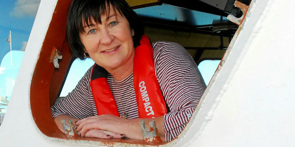 Caitlin Ui Aodha on bord her new fishing vessel "Dearbhla" at howth Harbour.
