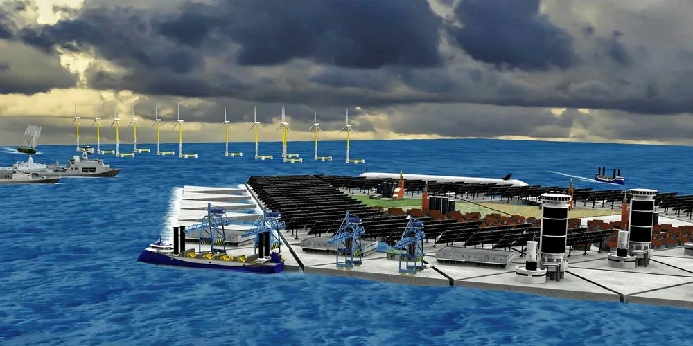 A rendering of the Marin floating island concept
