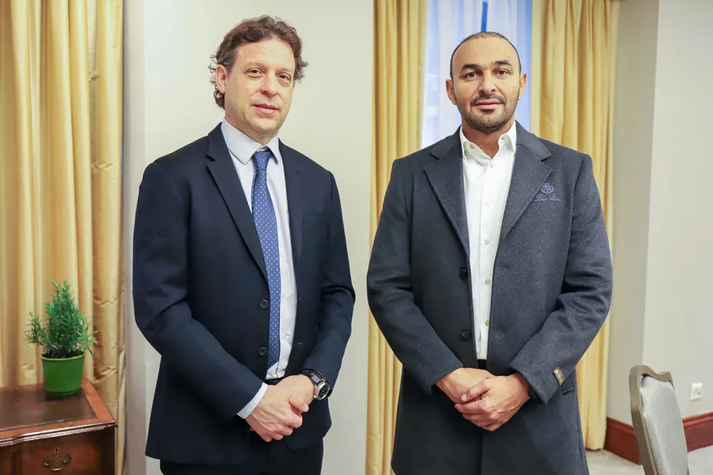 Navig8 CEO Nicolas Busch (left) and Captain Adbulkareem Al Masabi, CEO of Adnoc L&S.