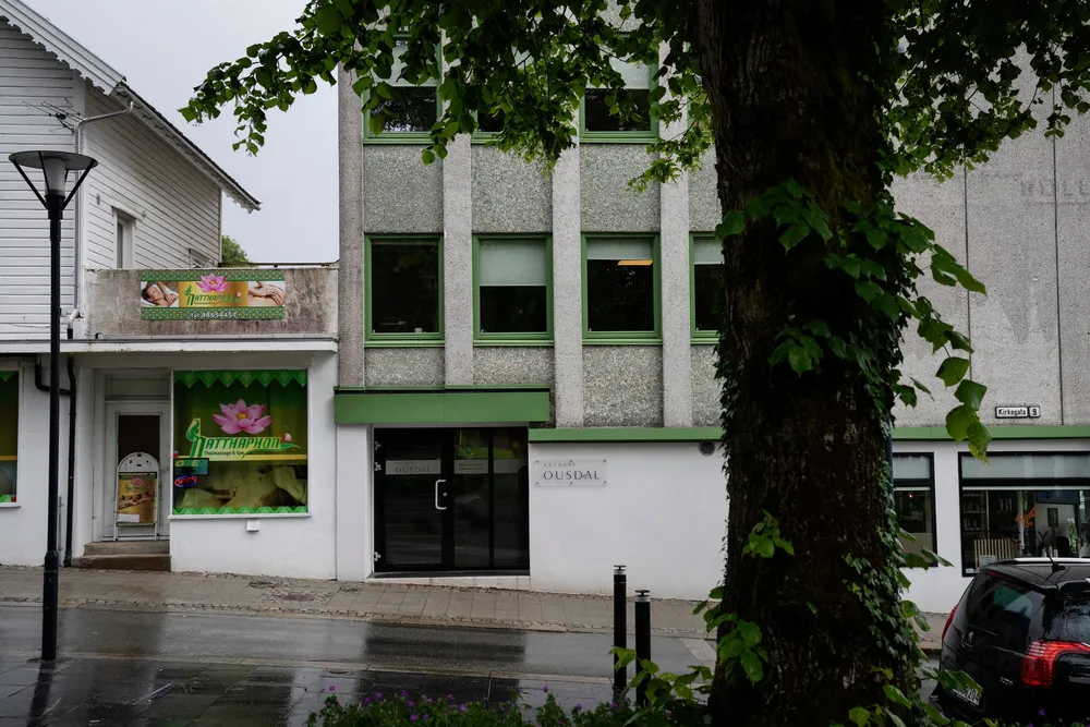 Kontoret til avdøde advokat Per Asle Ousdal i Sandnes, som er mistenkt for en enorm lånesvindel i Stavanger-området.