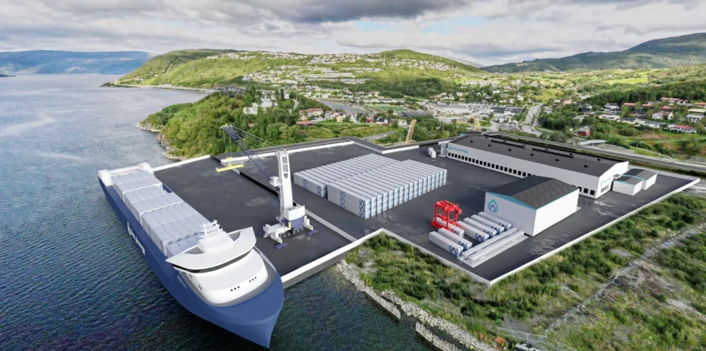 Gen2 Energy sin tomt på Nesbruket, slik den er tenkt ferdig utbygget med både produksjonsanlegg, lagring og infrastruktur.