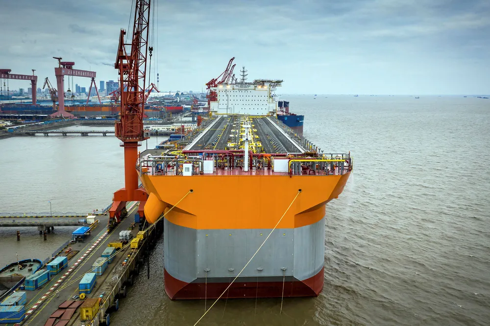 Liza Unity FPSO hull under construction at SWS. MPF1 Received December 2019. Photo: SBM OFFSHORE