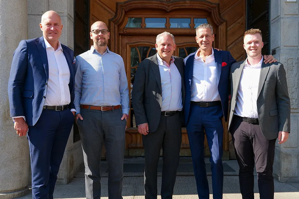 The new Achilles Maritime Network Advisory Group meets in Oslo. From left: Oistein Jensen of Odfjell, Rasmus Schmidt of SeaSourcing, Peter Schellenberger of Novamaxis, Rick Ackermann of BW LPG, and Jake Bristow of Achilles.