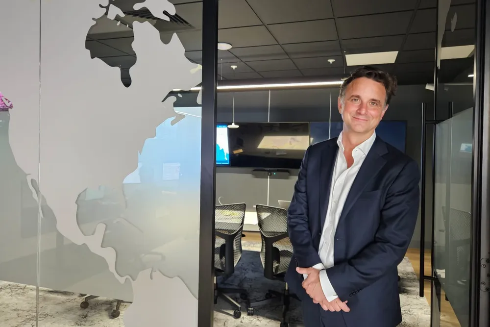 Ambrey CEO Christopher Crookall at the company’s new global operations centre in Southampton.