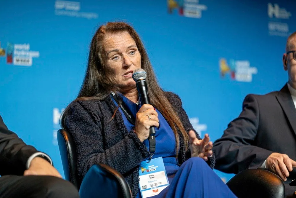 Grete Tveit, senior vice-president for low-carbon solutions at Equinor, speaking at World Hydrogen Week in Copenhagen on Wednesday.