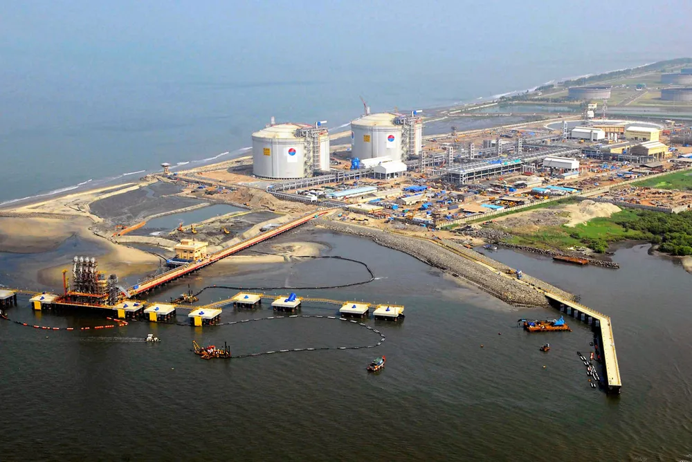Petronet LNG's Kochi LNG terminal in Kerala, India.