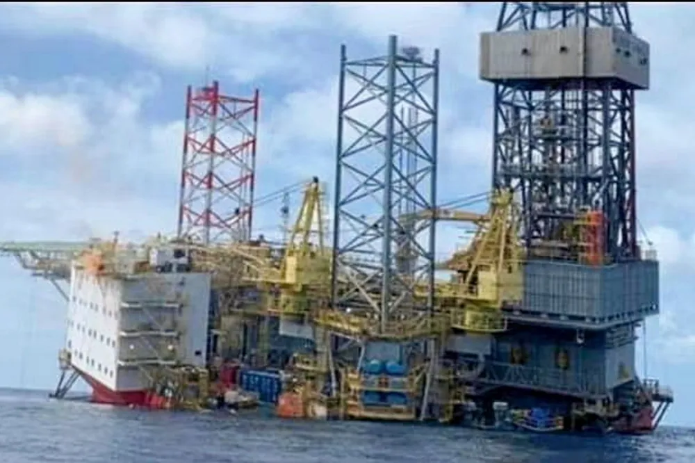 May 2021: Velesto's jack-up Naga 7 tilted and later submerged offshore Malaysia.